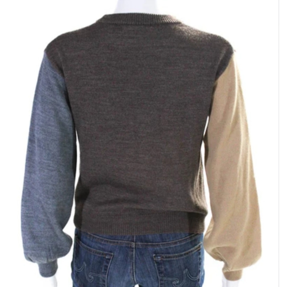 One Grey Day Womens Wool Knit Crew Neck Color Block Sweater Size XS - Picture 3 of 11